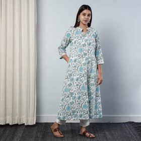 Buy Sanganeri Block Printed Cotton Long Kurta Online l iTokri.com