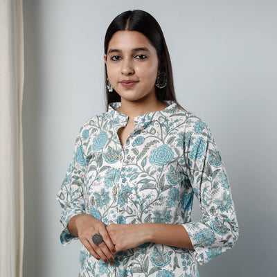 Buy Sanganeri Block Printed Cotton Long Kurta Online l iTokri.com