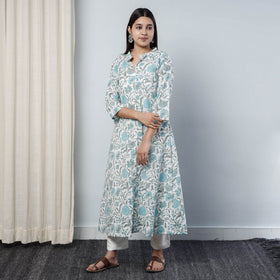 Buy Sanganeri Block Printed Cotton Long Kurta Online l iTokri.com