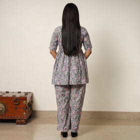 Grey - sanganeri block printed cotton co-ord set 06