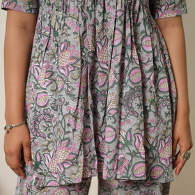 Grey - sanganeri block printed cotton co-ord set 06
