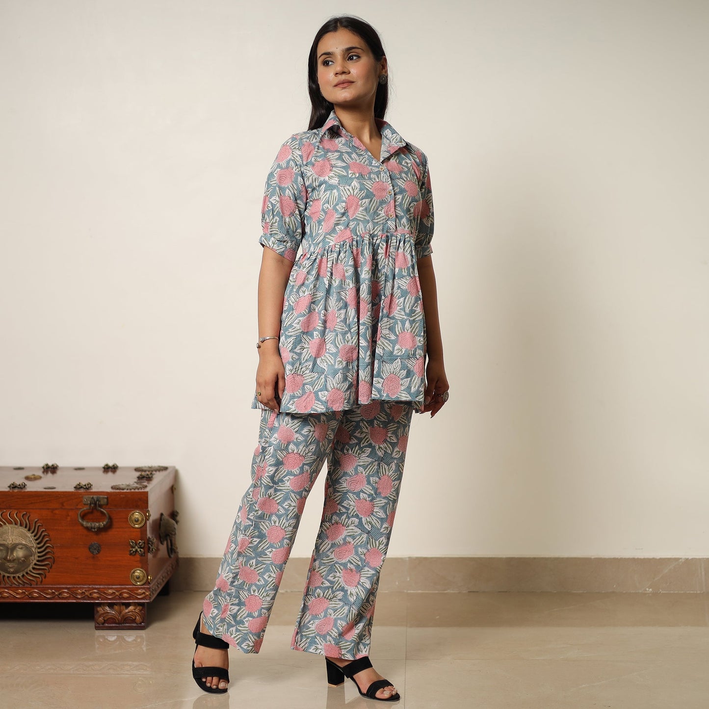  Sanganeri Block Printed Cotton Co-Ord Set 16 Online at iTokri.com