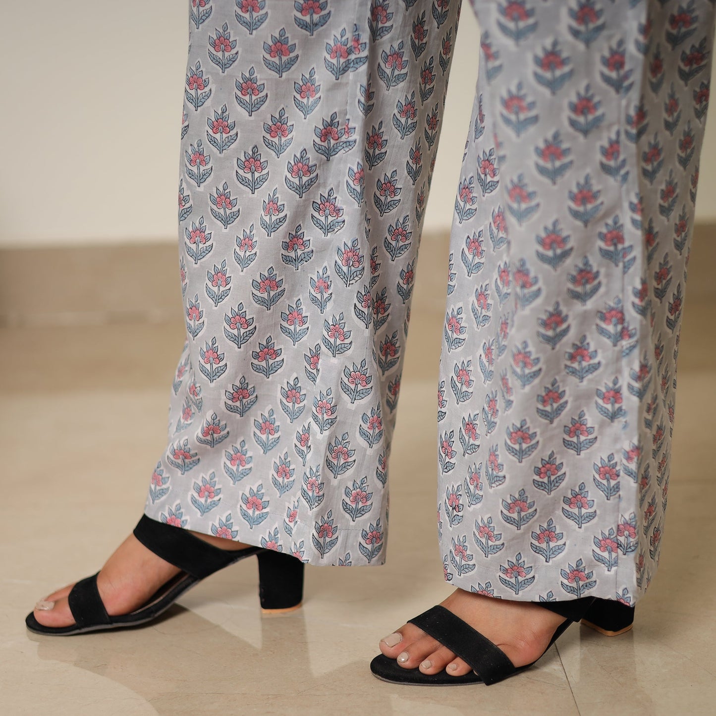 Grey - sanganeri block printed cotton co-ord set 25