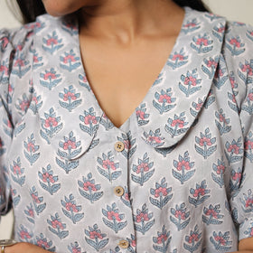 Grey - sanganeri block printed cotton co-ord set 25