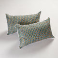 BuySanganeri Block Printed Cotton Pillow Cover With Lace (26 x 16 in) - Set of 2 