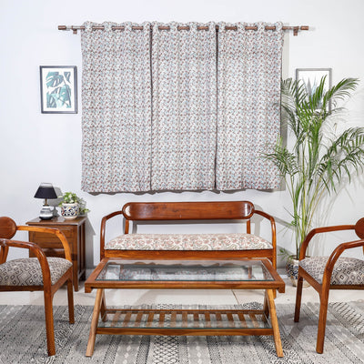 Sanganeri printed cotton window curtain (5 x 3 feet)