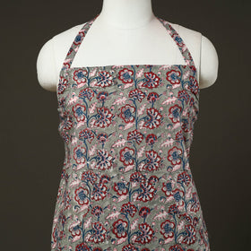  Grey Sanganeri Block Print Cotton Apron with Pocket
