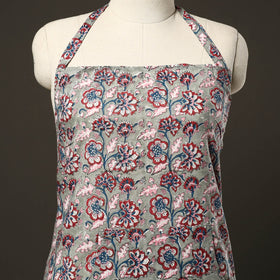 Grey - sanganeri cotton apron with pocket 07 - handcrafted