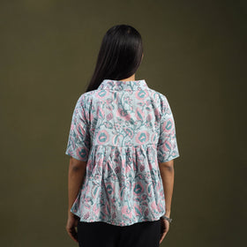  Grey Sanganeri Block Print Cotton Crop Top