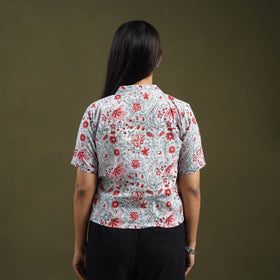  Grey Sanganeri Block Print Cotton Crop Top