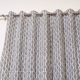 Grey Sanganeri Block Print Pure Cotton Door Curtain