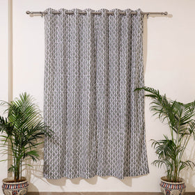 Grey Sanganeri Block Print Pure Cotton Door Curtain