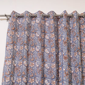 Grey - sanganeri cotton door curtain (7 x 3.2 feet) (single