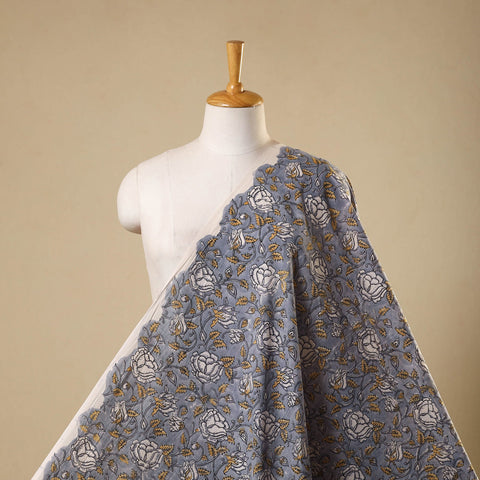 Grey - sanganeri cotton fabric 03 - handcrafted