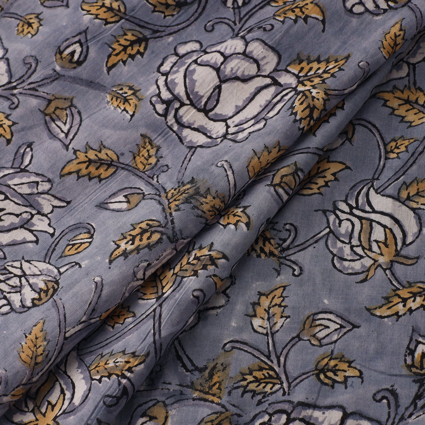 Grey - sanganeri cotton fabric 03 - handcrafted