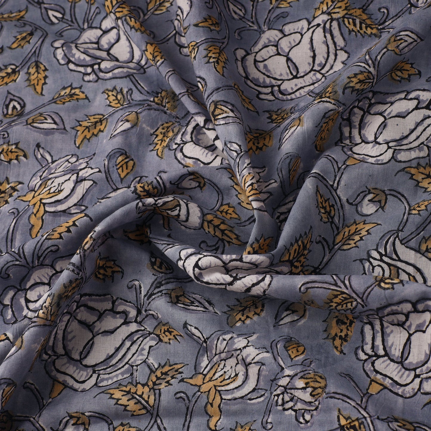Grey - sanganeri cotton fabric 03 - handcrafted
