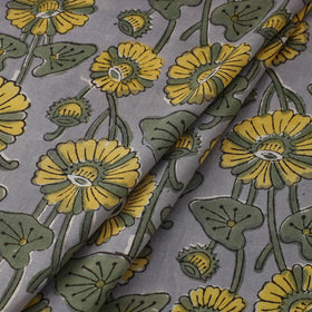 Grey Sanganeri Block Print Cotton Fabric