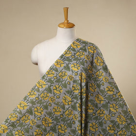 Grey Sanganeri Block Print Cotton Fabric