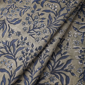 Grey Sanganeri Block Print Cotton Fabric