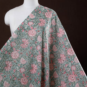 Grey - Sanganeri Block Print Cotton Fabric 21