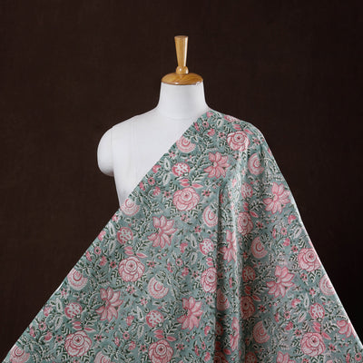 Grey - Sanganeri Block Print Cotton Fabric 21