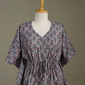 Grey - sanganeri cotton kaftan (medium) 27 - handcrafted