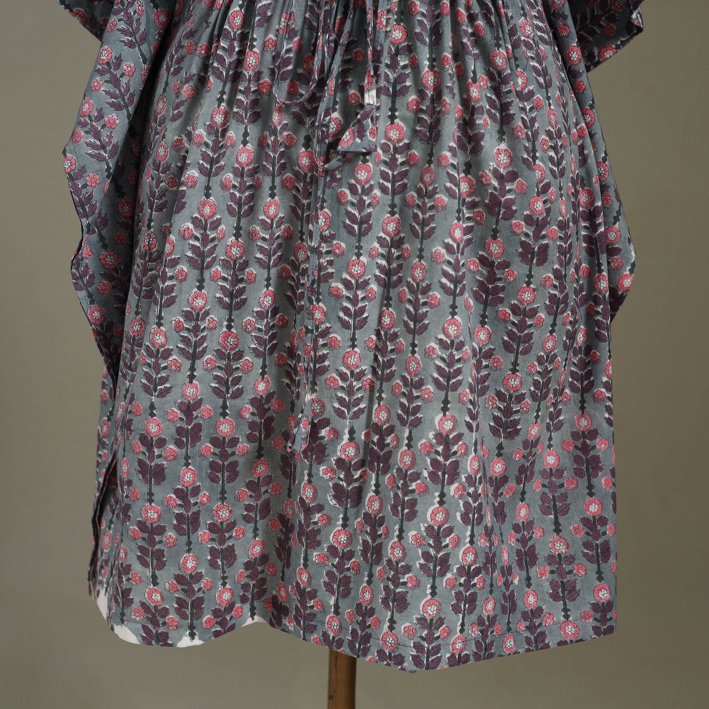 Grey - sanganeri cotton kaftan (medium) 27 - handcrafted