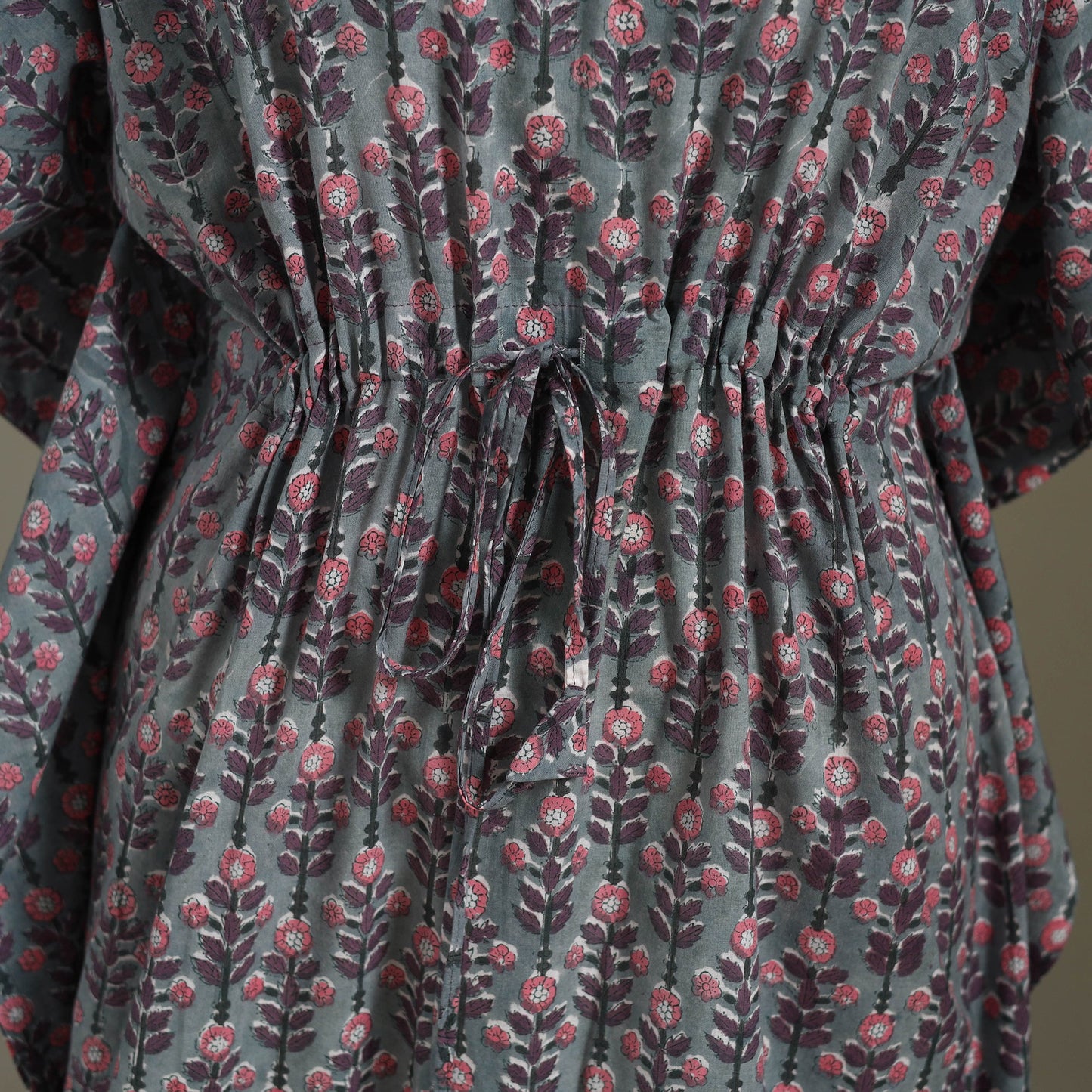 Grey - sanganeri cotton kaftan (medium) 27 - handcrafted