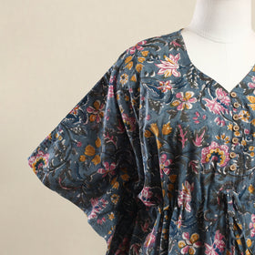 Buy Grey Sanganeri Block Print Cotton Kaftan