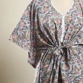 Buy Grey Sanganeri Block Print Cotton Kaftan