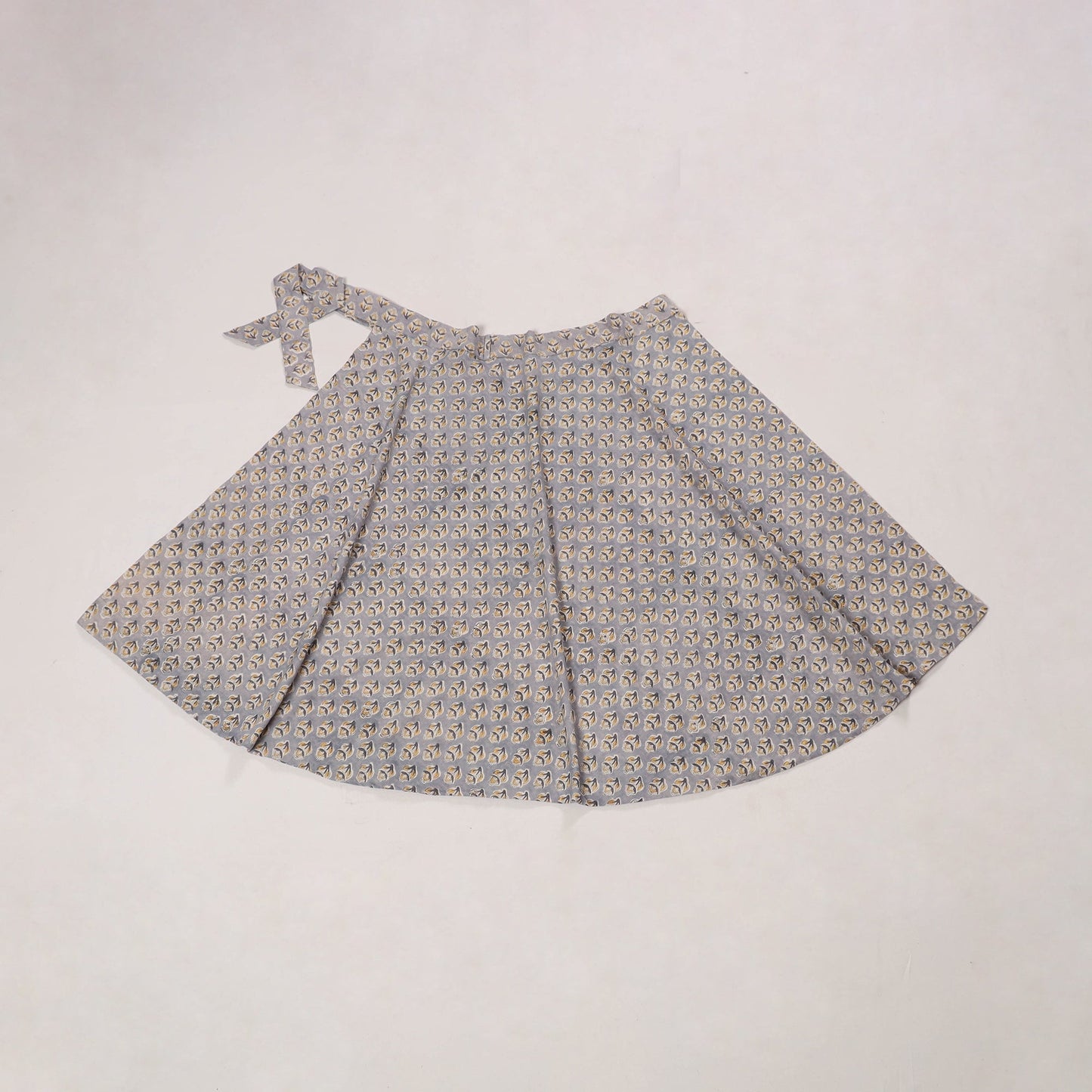 Grey - sanganeri cotton wrap around skirt 02 - handcrafted