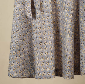 Grey - sanganeri cotton wrap around skirt 02 - handcrafted