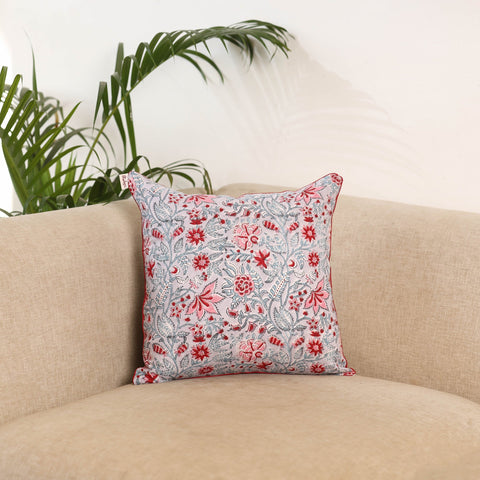 Grey - sanganeri cushion cover 09 - handcrafted