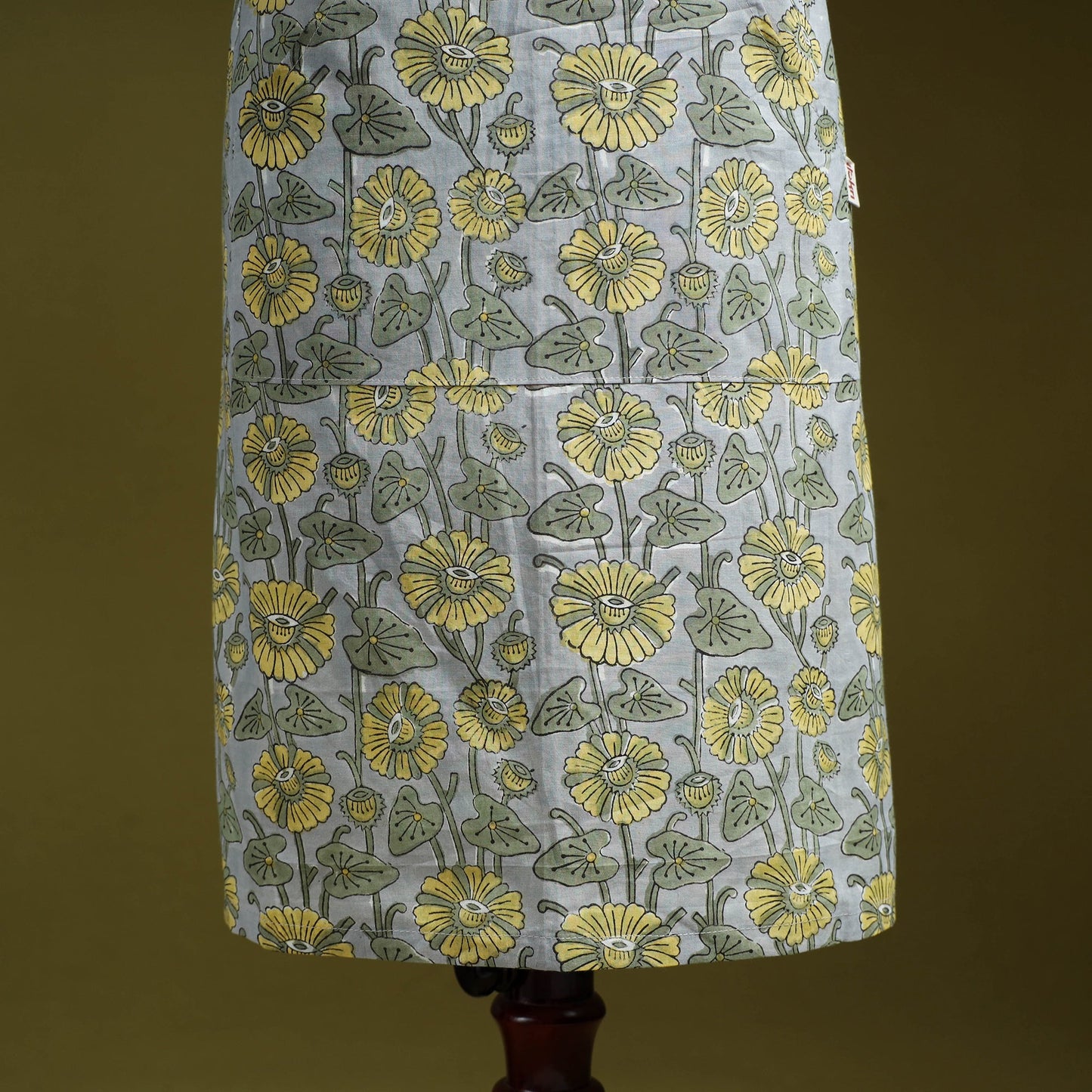 Grey - sanganeri hand block print apron with pocket 30