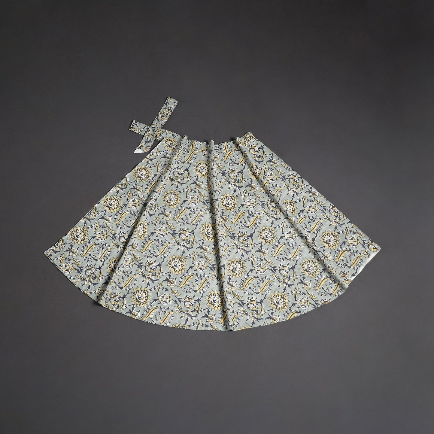 Sanganeri hand cotton wrap around skirt 78 - handcrafted