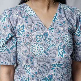 Buy Sanganeri Hand Block Prints Half Sleeve Cotton Crop Top Online at iTokri.com