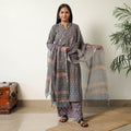 Buy Sanganeri Block Printed Cotton Kurta with Palazzo & Dupatta Set 13 Online at iTokri.com