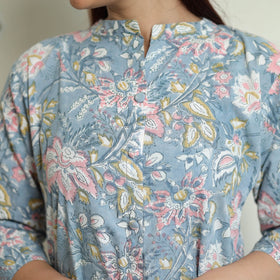  Sanganeri Block Printed Cotton Long Kurta 