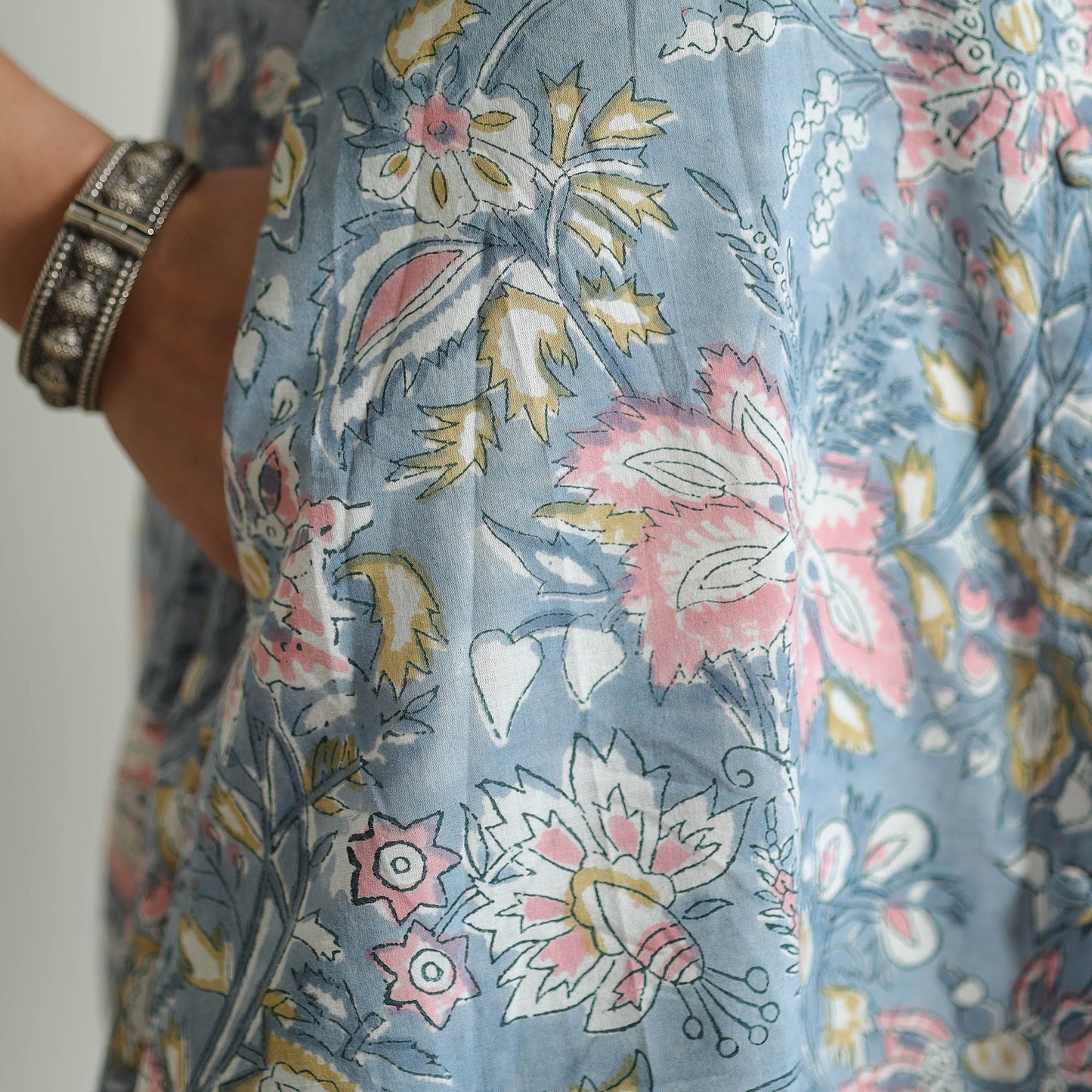  Sanganeri Block Printed Cotton Long Kurta 