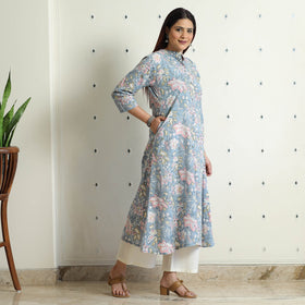  Sanganeri Block Printed Cotton Long Kurta 