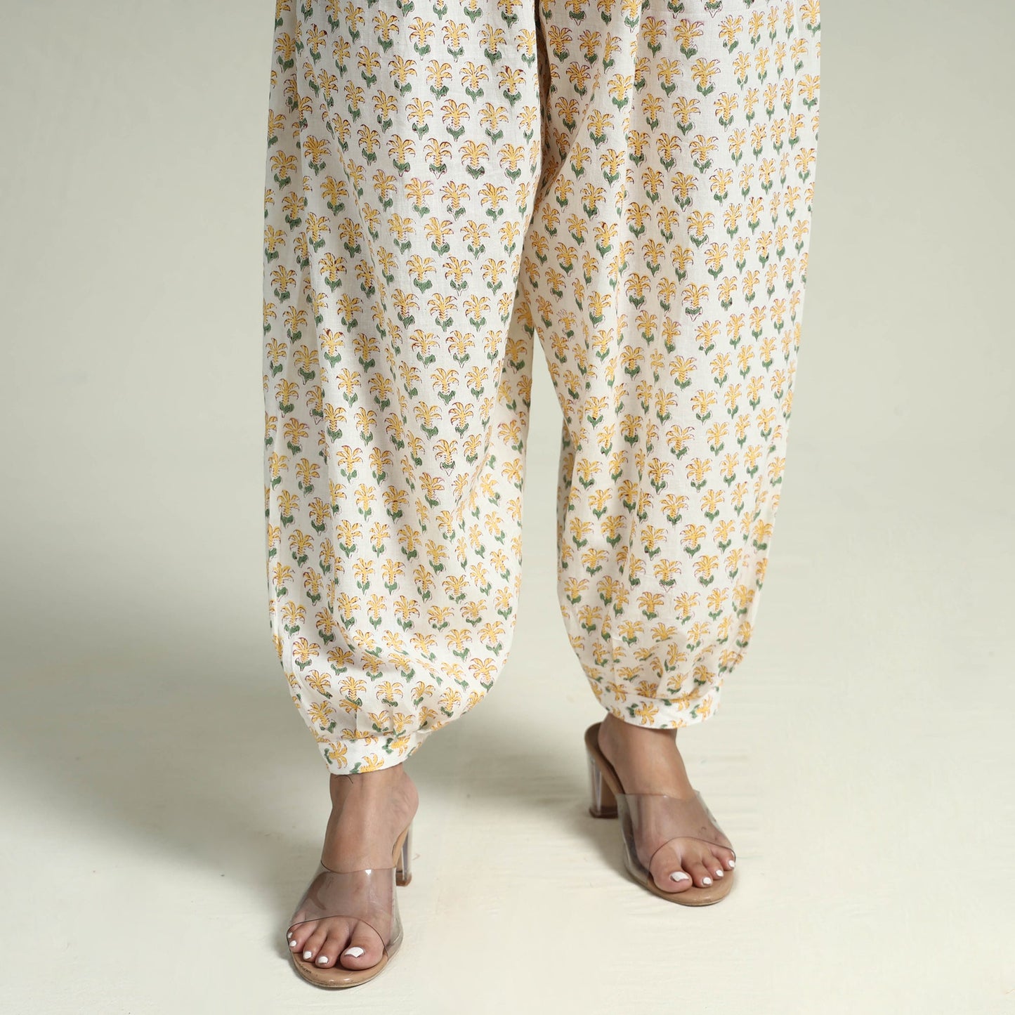 Grey - Sanganeri Block Printed Maheshwari Silk Kurta with Palazzo & Dupatta Set