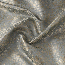 Grey Semi Silk Brocade Banarasi Fabric