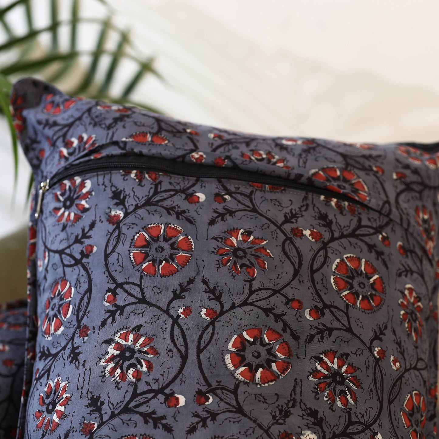 Buy Set of 2 Grey Bagru Block Print Cotton Pillow Covers