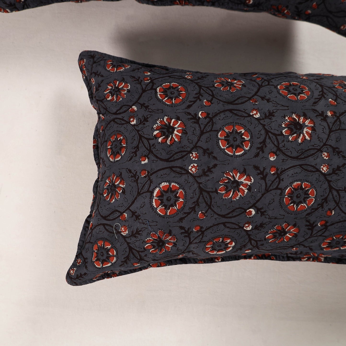 Grey - set of 2 bagru cotton pillow covers 35 - handcrafted