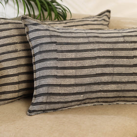 Buy Set of 2 Grey Ajrakh Block Print Cotton Pillow Covers