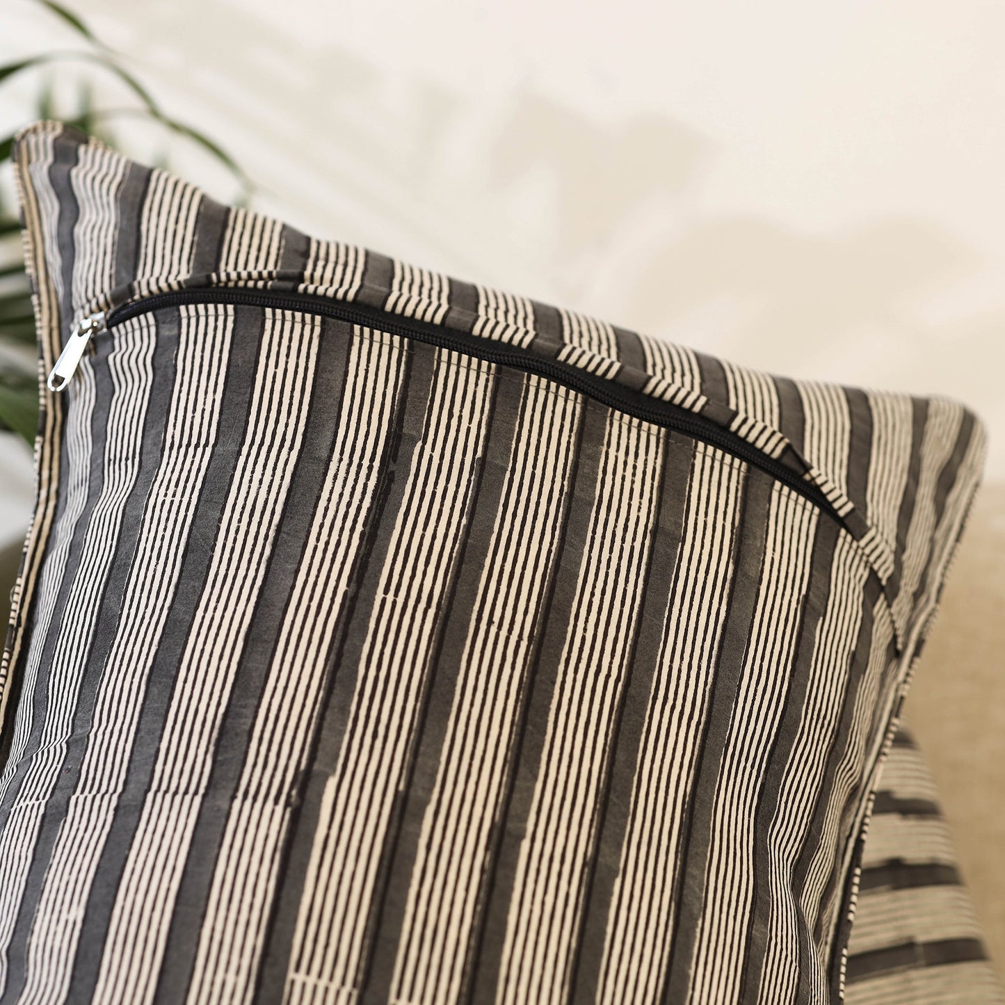 Buy Set of 2 Grey Ajrakh Block Print Cotton Pillow Covers