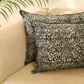 Buy Set of 2 Grey Hand Batik Print Cotton Pillow Covers