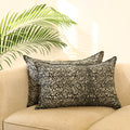Buy Set of 2 Grey Hand Batik Print Cotton Pillow Covers