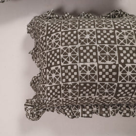 Grey - set of 2 handcrafted cotton frill pillow covers 07