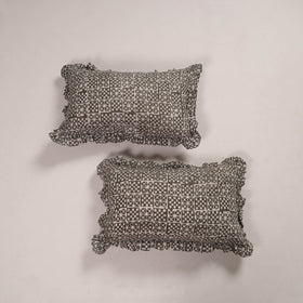 Grey - set of 2 handcrafted cotton frill pillow covers 07